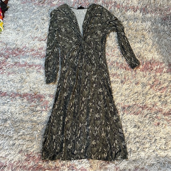 Rag & Bone Jules twist front snake print stretch jersey midi dress M - Picture 2 of 5